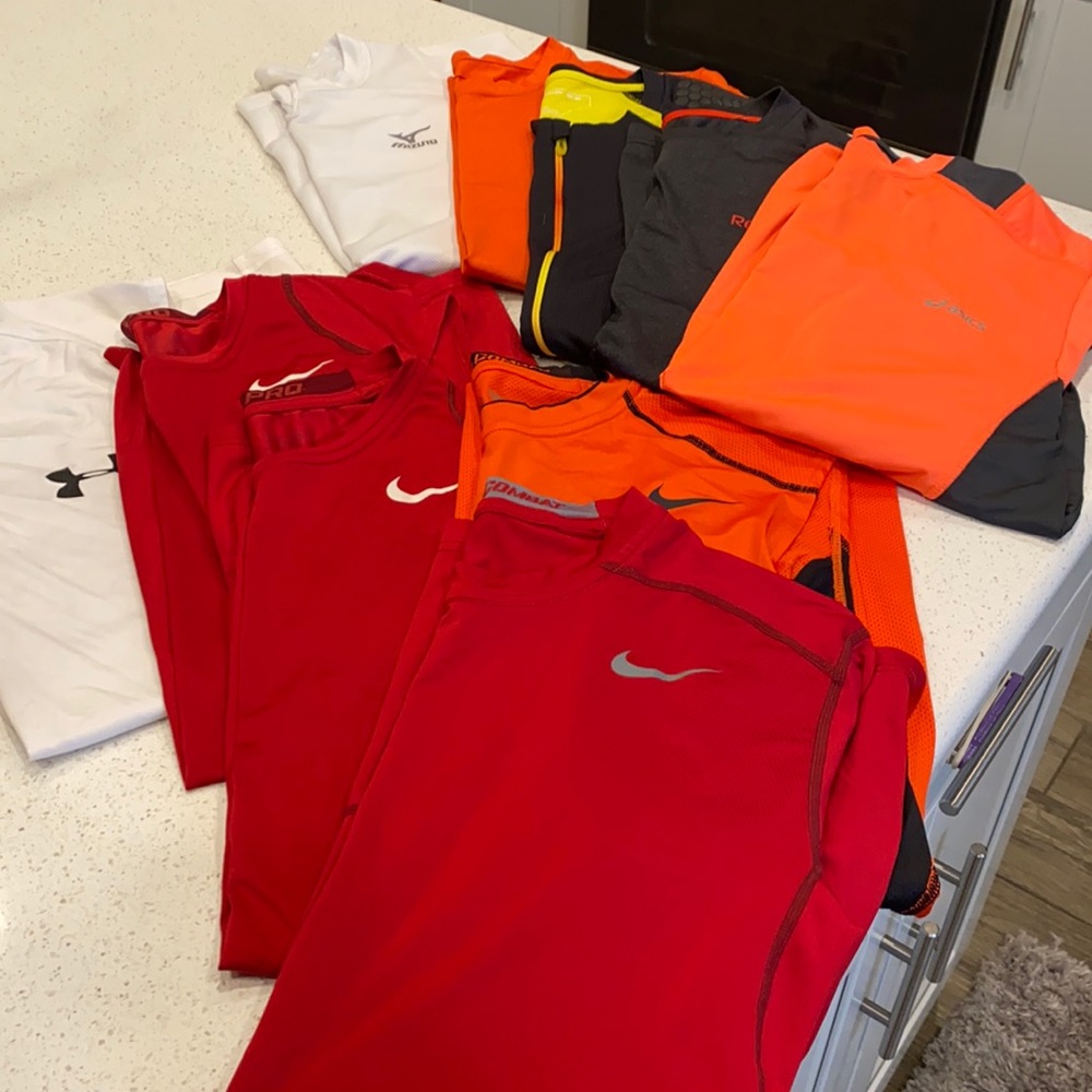 Men’s dri fit running lot tops Nike, under armour
